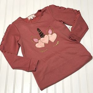 Blush Pink BKIND by BTWEEN Unicorn and Hearts Sweatshirt Size 10